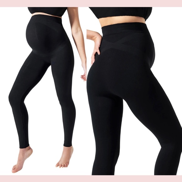 NWT $74 BLANQI‎ [ XL ] Everyday Maternity Belly Support Leggings Black - Picture 1 of 13